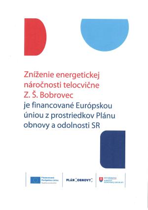 Projekt "Zníženie energetickej náročnosti telocvične ZŠ Bobrovec 1