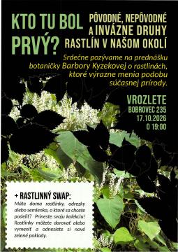 Kto tu bol prvý? Prednáška o inváznych rastlinách 17.10.2026 vo Vrozlete